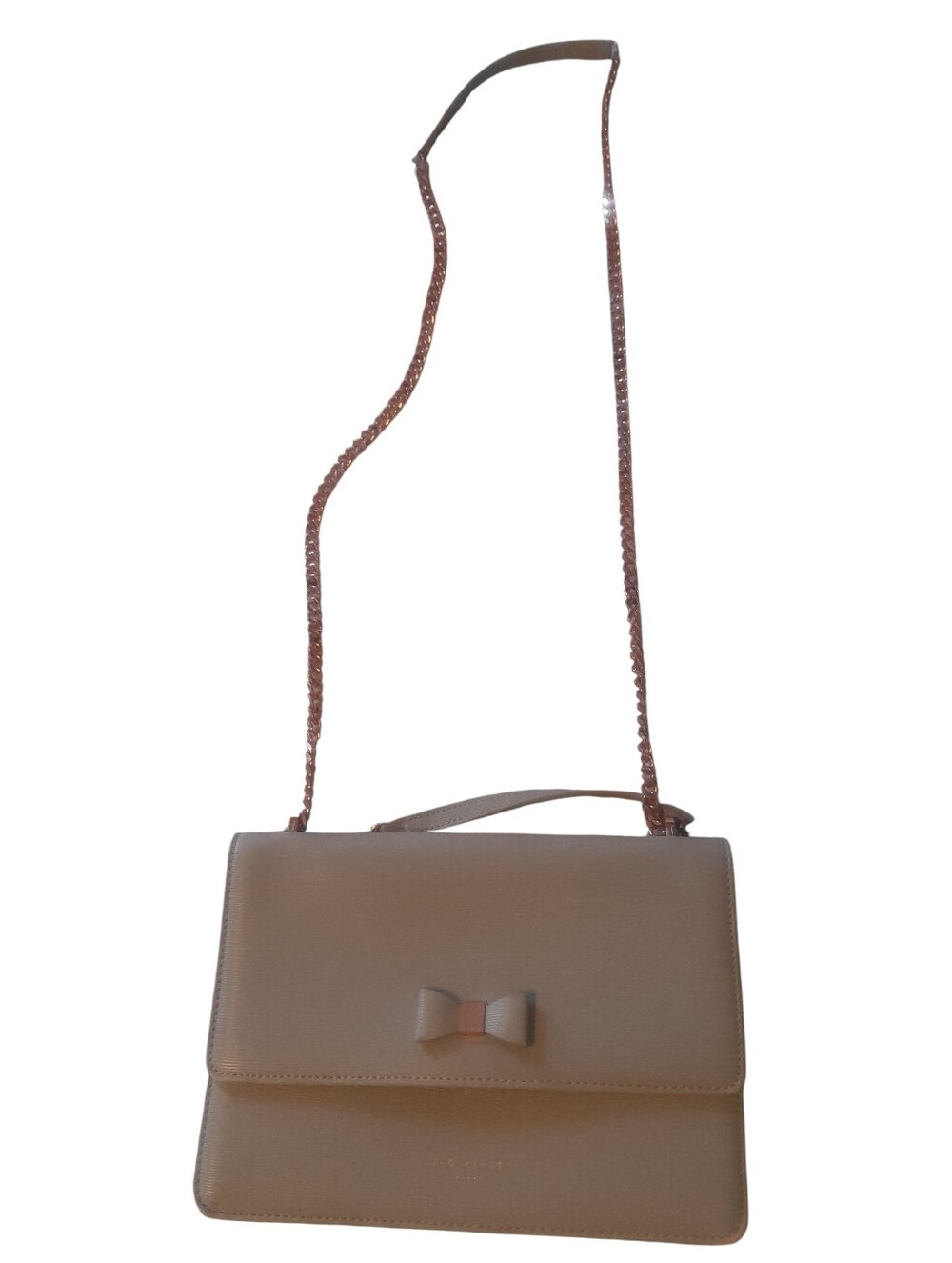 TED BAKER Bow Accent Gray Shoulder Bag with Rose Gold Chain - Picture 5 of 16